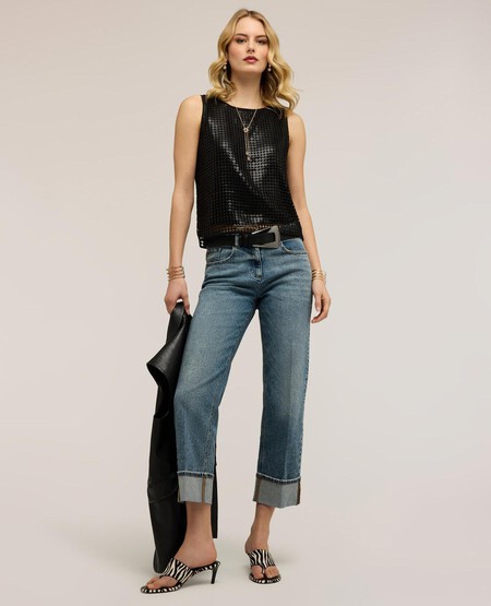 jeans cuffed