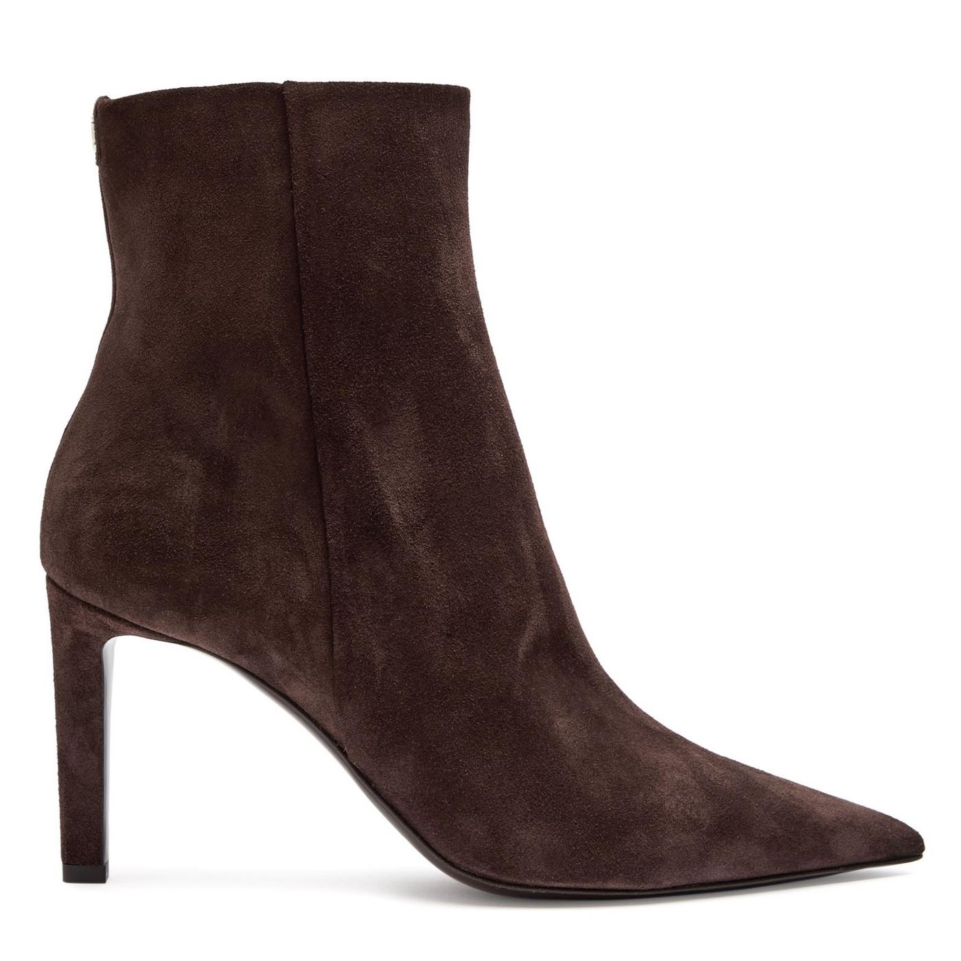 Jimmy Choo 女款 Frankie 麂皮尖頭高跟踝靴