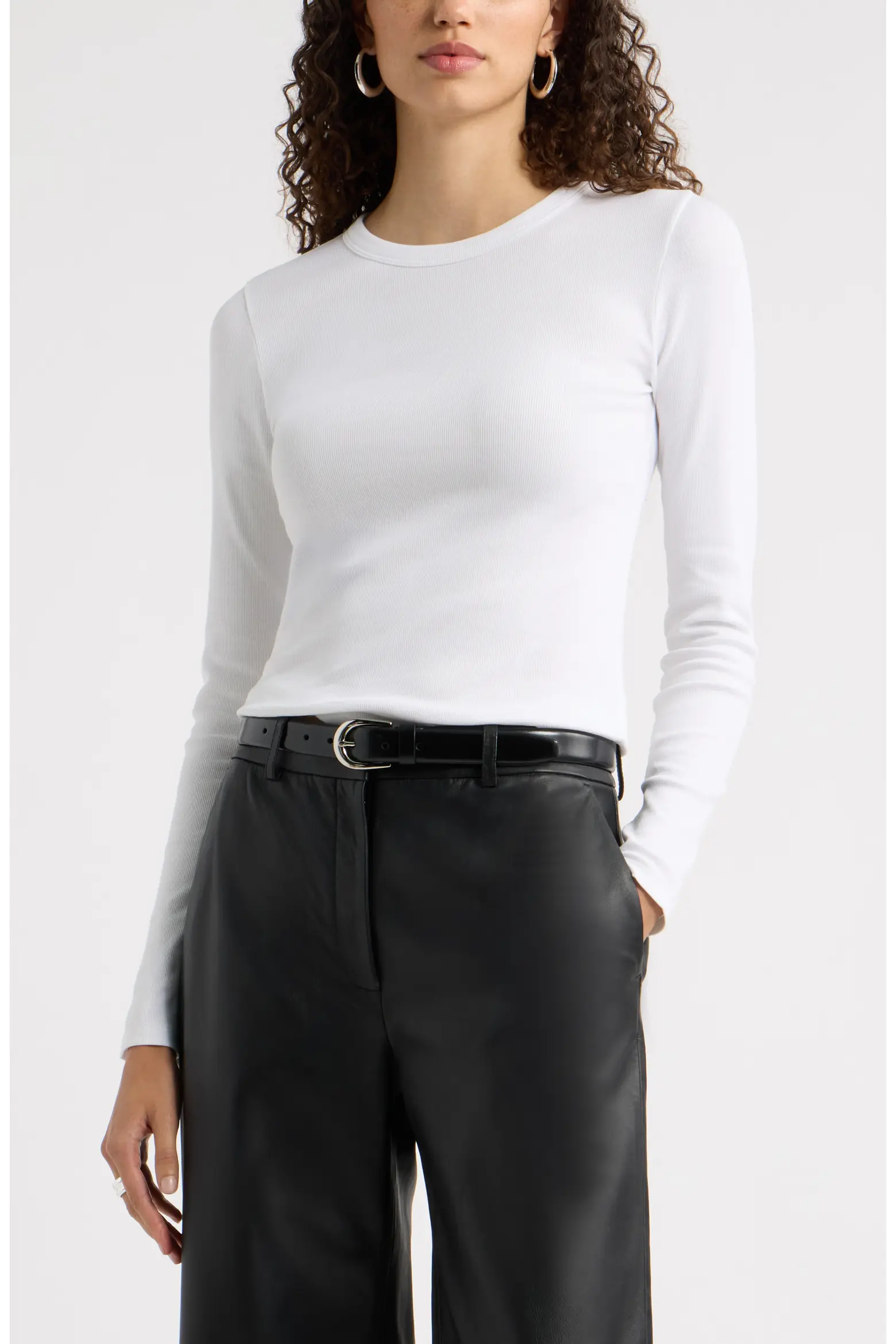 Nordstrom，羅紋圓領長袖 T 卹