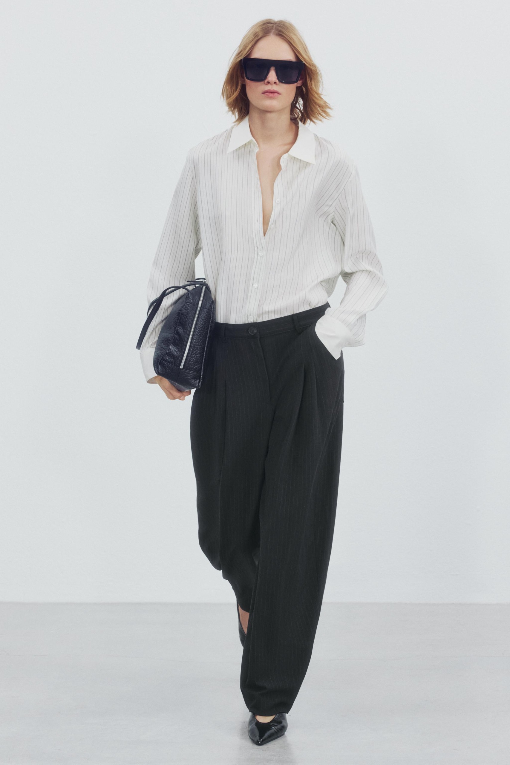 Zw Collection 細條紋長褲 - 棕色條紋 - Xs