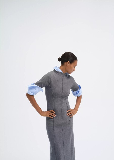 Vestido Gris De Punto