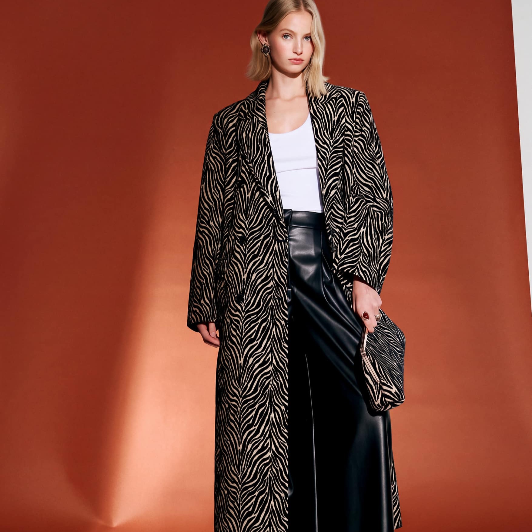 ASOS DESIGN - abrigo formal largo estilo dad en jacquard de cebra