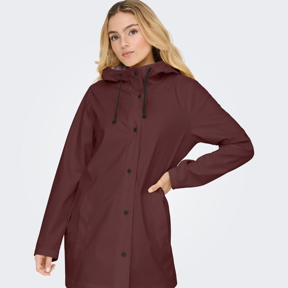 Chubasquero de mujer con capucha ajustable - Only - Burdeos