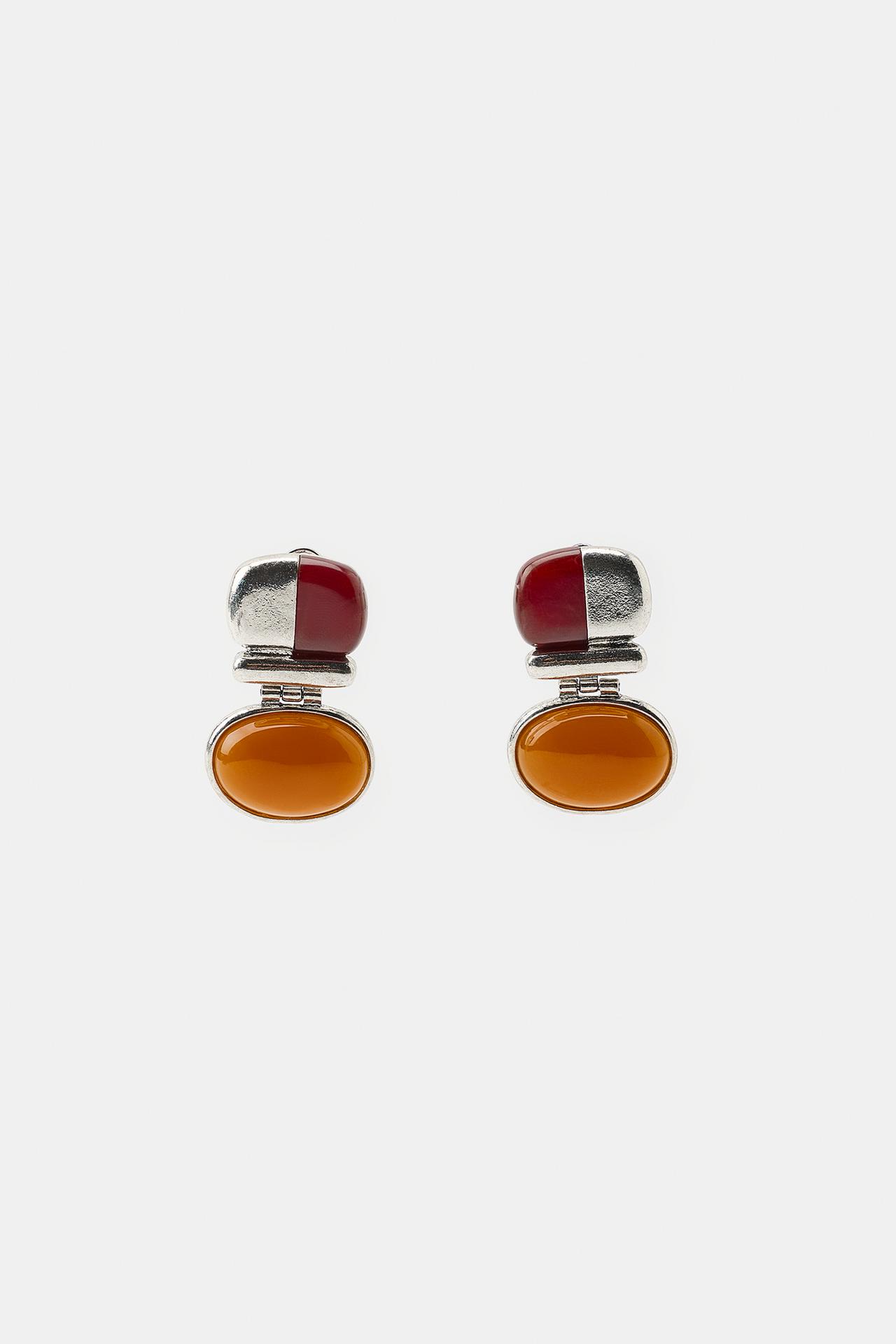 ZARA，混合寶石金屬耳環