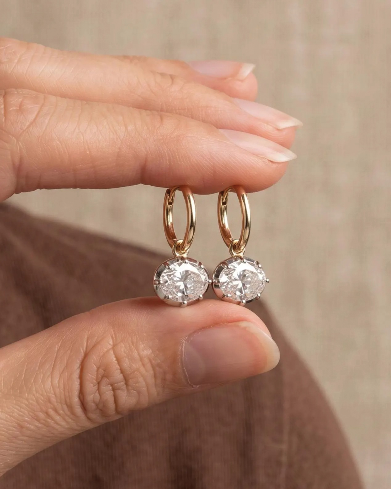 CLARISJEWELS，東西方橢圓形吊式耳環