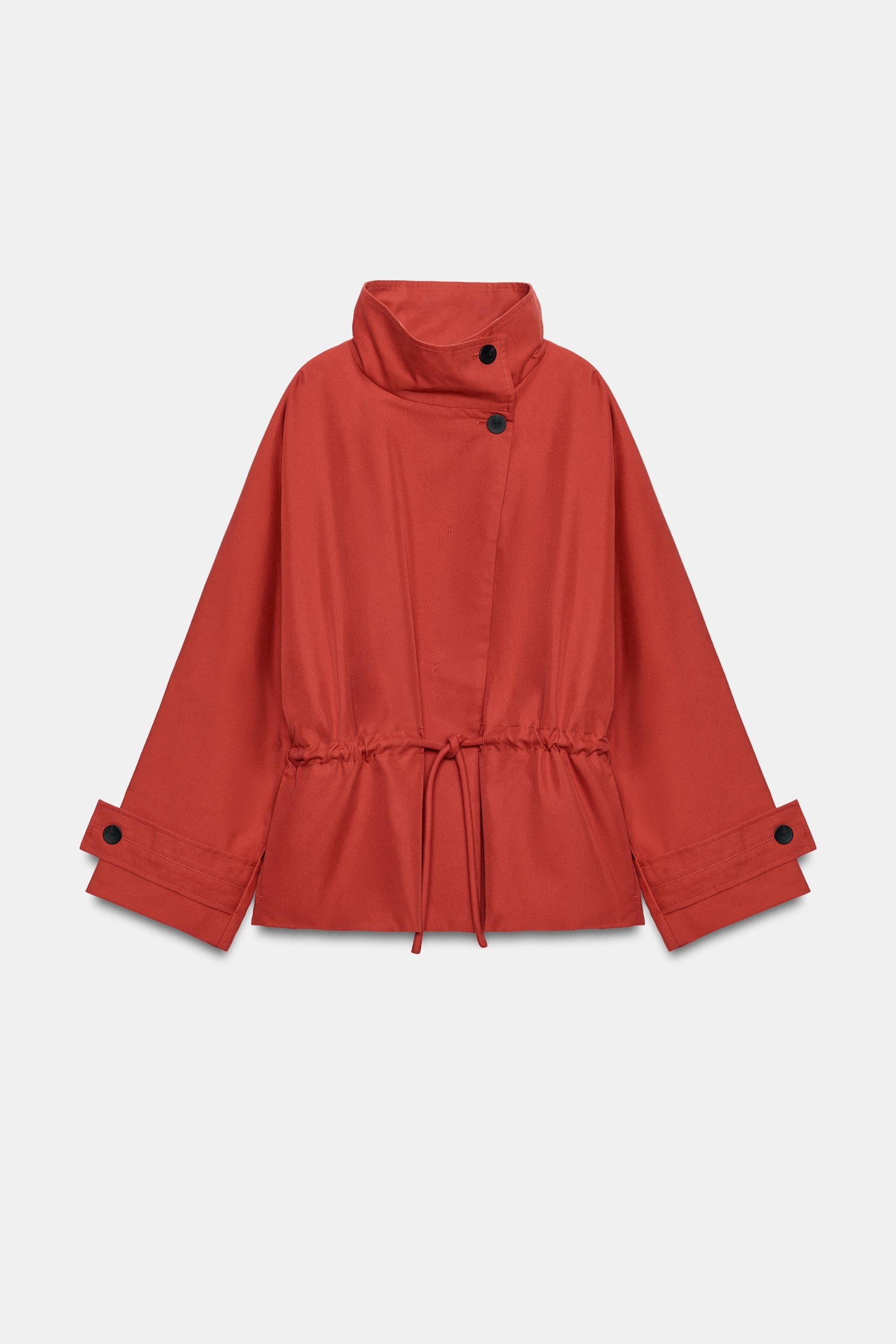 Zw Collection 超大短版風衣 - 磚色 - S