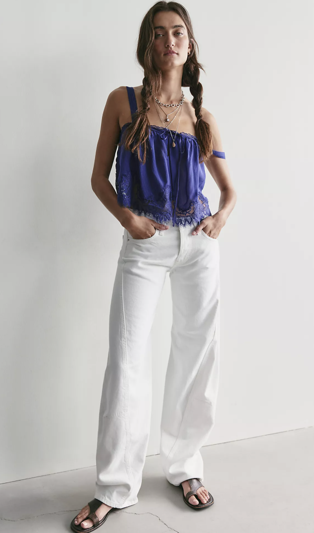 Free People, We the Free Fable 低腰扭紋蝴蝶結牛仔褲