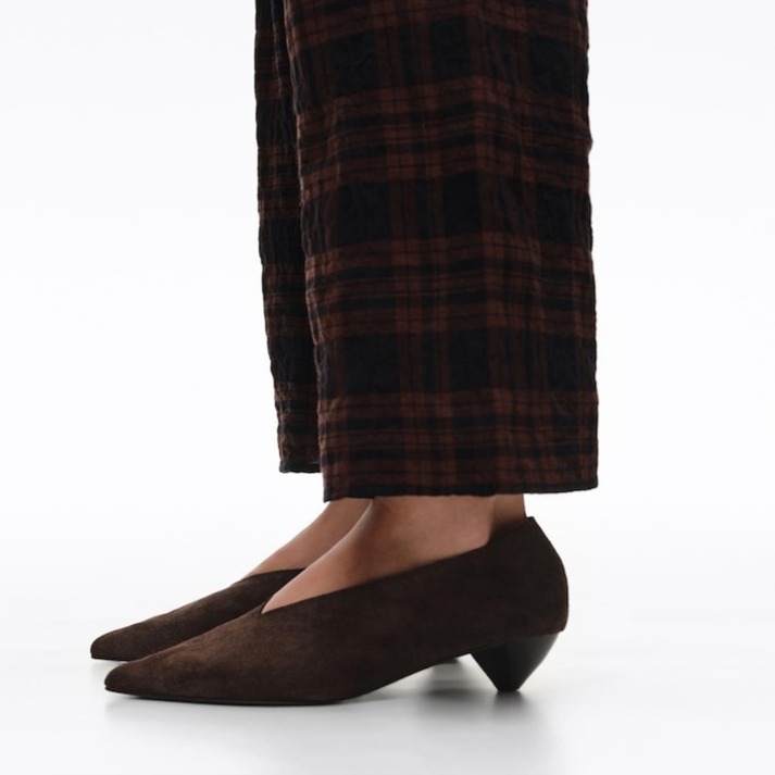 Zapatos de salón de mujer serraje tacón bajo - Bimba y Lola - Marrón oscuro


