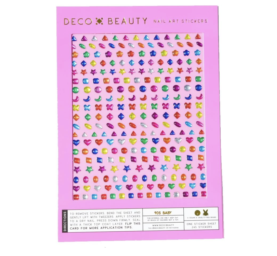 Deco Beauty，Deco Beauty 90 年代嬰兒 - 超薄＆amp;amp;易於應用的美甲藝術與最可愛的設計 - 耐用且耐用持久耐用的女士美甲貼紙和貼花，適合在家DIY美甲和美甲。沙龍品質的美甲